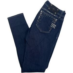 Women's Miss Me Jeans Size 28 Gemmed Embellished Pockets Dark Jegging JE5453G3R